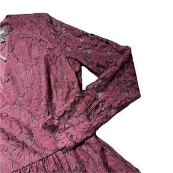 Alexia Admor Maroon Long Sleeve Lace Knee Length Dress S - Picture 3 of 9